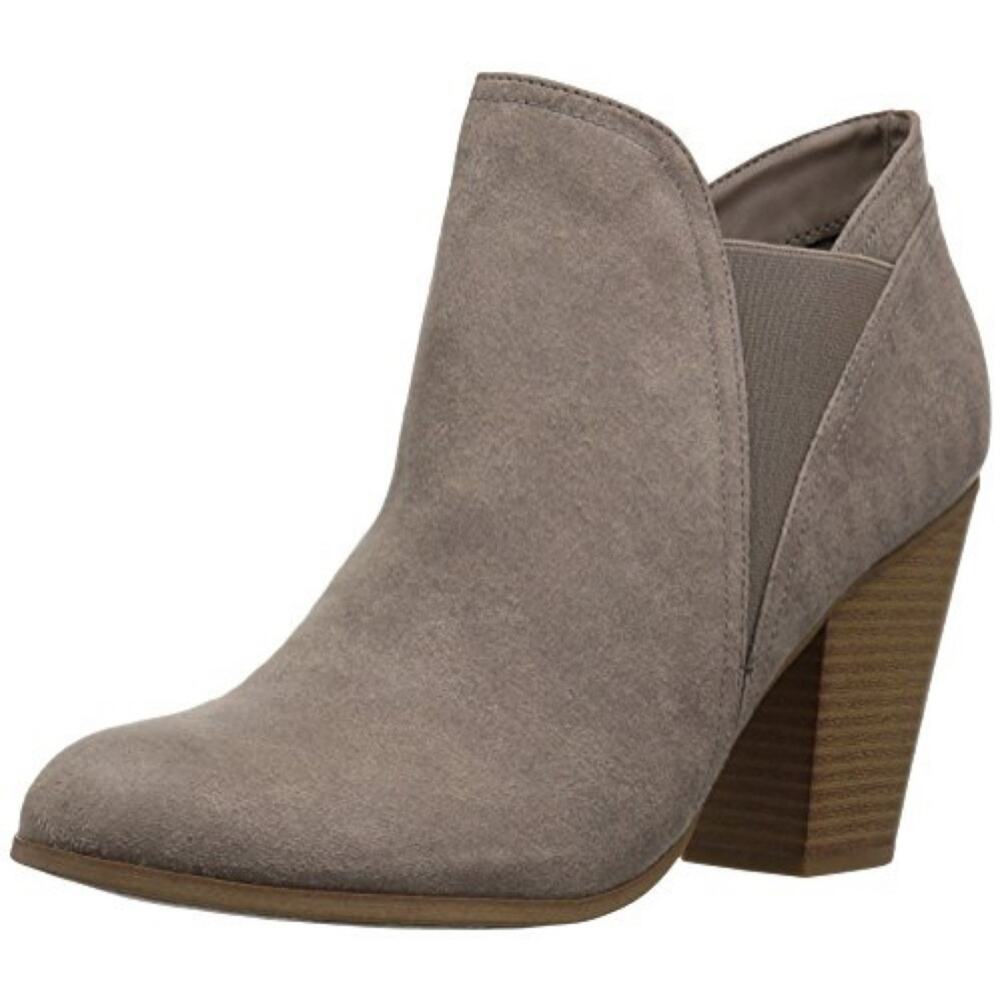 Fergalicious Panther Gray Brown Stacked Block Heel‎ Ankle Booties
